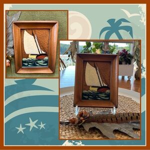 Albert Gilles Nautical Sailboat Art - Vintage Painted Hammered Copper Plaque